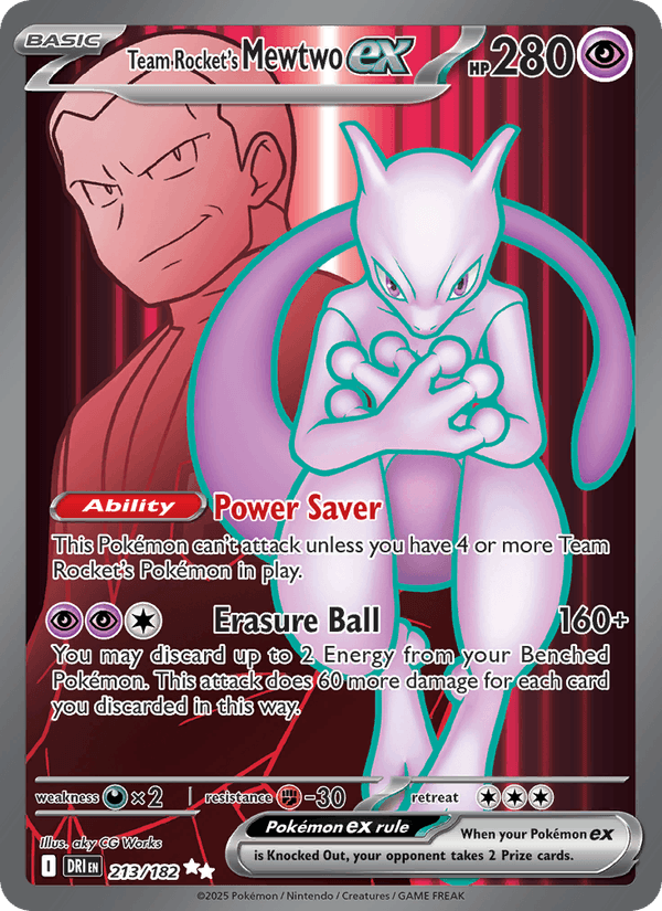 Team Rocket's Mewtwo ex 213/182 Destined Rivals English Pokémon card