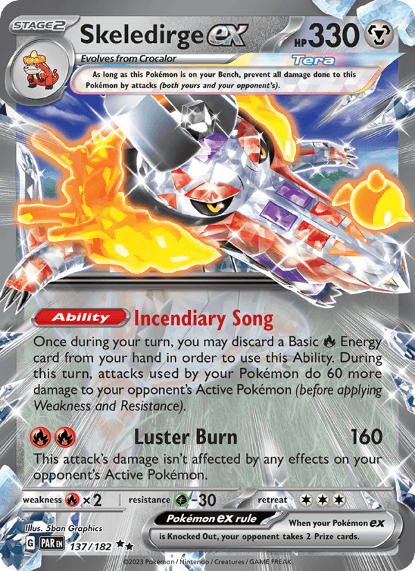 Skeledirge ex 137/182 Paradox Rift English Pokémon card