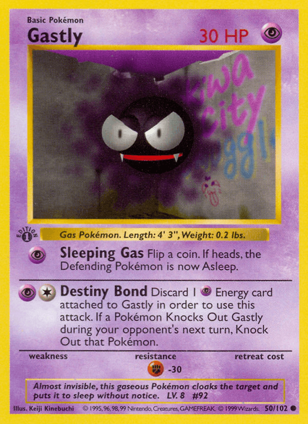 Gastly 50/102 Base Set English Pokémon card