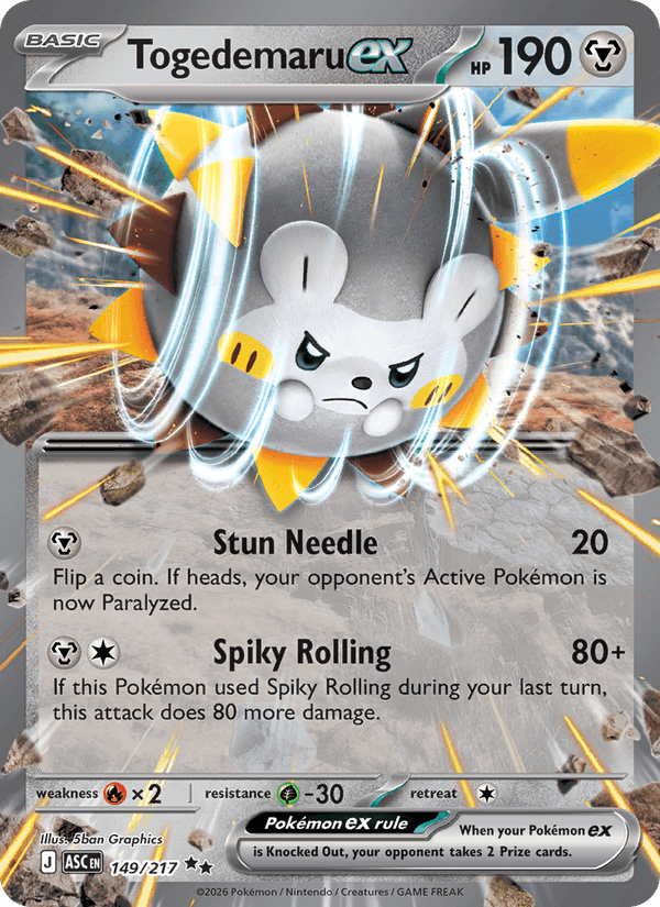 Togedemaru ex 149/217 Ascended Heroes English Pokémon card
