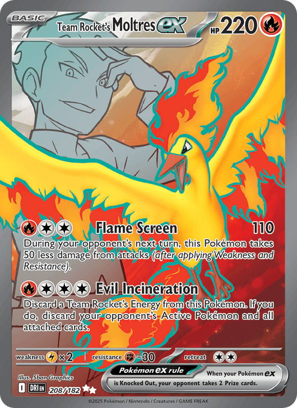 Team Rocket's Moltres ex 208/182 Destined Rivals English Pokémon card