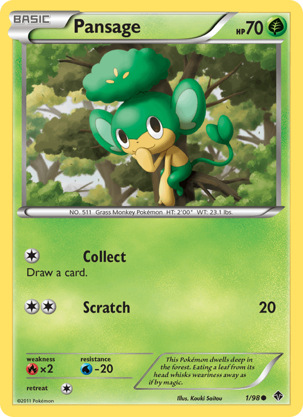 Pansage 1/98 Emerging Powers English Pokémon card