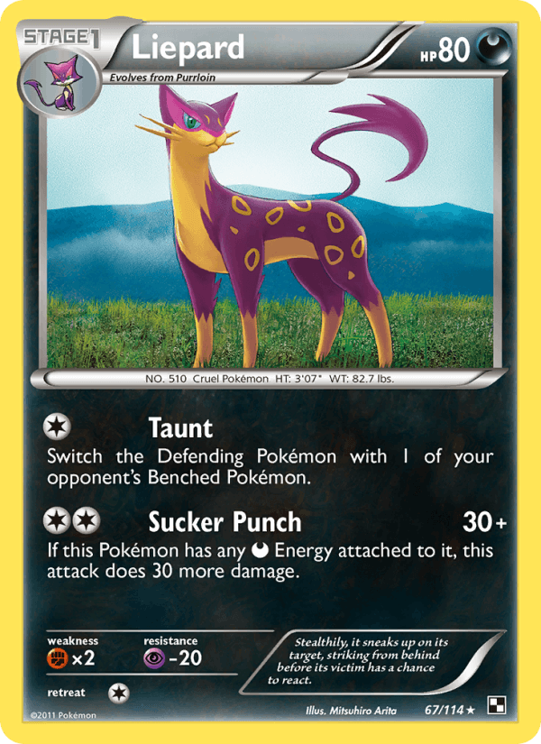 Liepard 67/114 Black & White English Pokémon card
