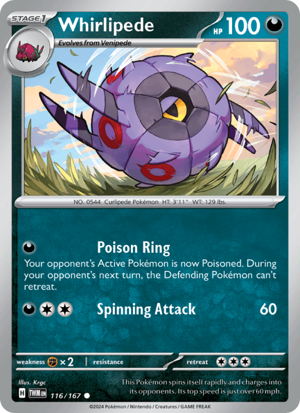 Whirlipede 116/167 Twilight Masquerade English Pokémon card