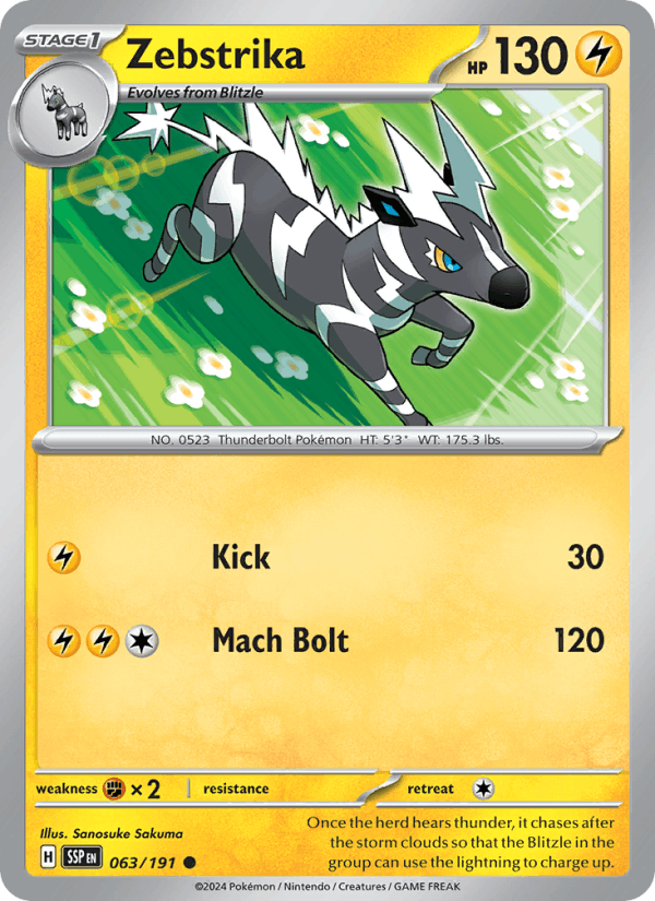 Zebstrika 63/191 Surging Sparks English Pokémon card