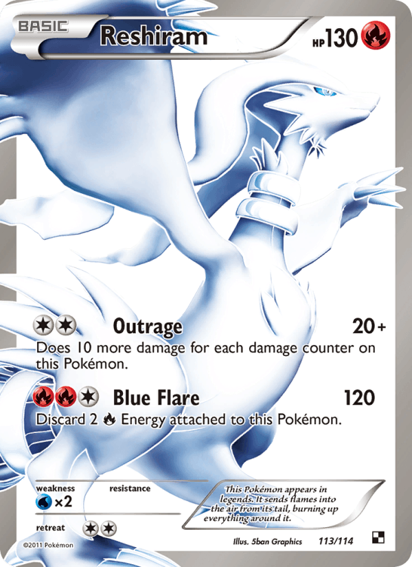 Reshiram 113/114 Black & White English Pokémon card