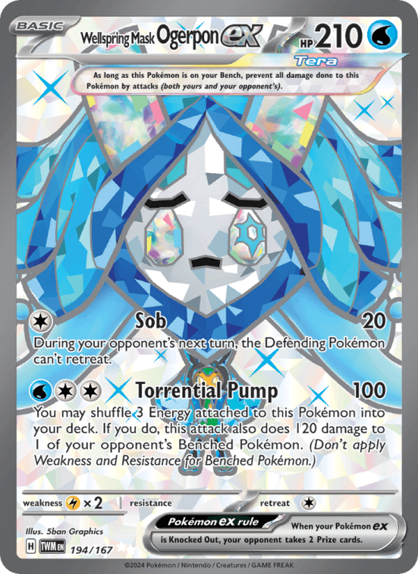 Wellspring Mask Ogerpon ex 194/167 Twilight Masquerade English Pokémon card
