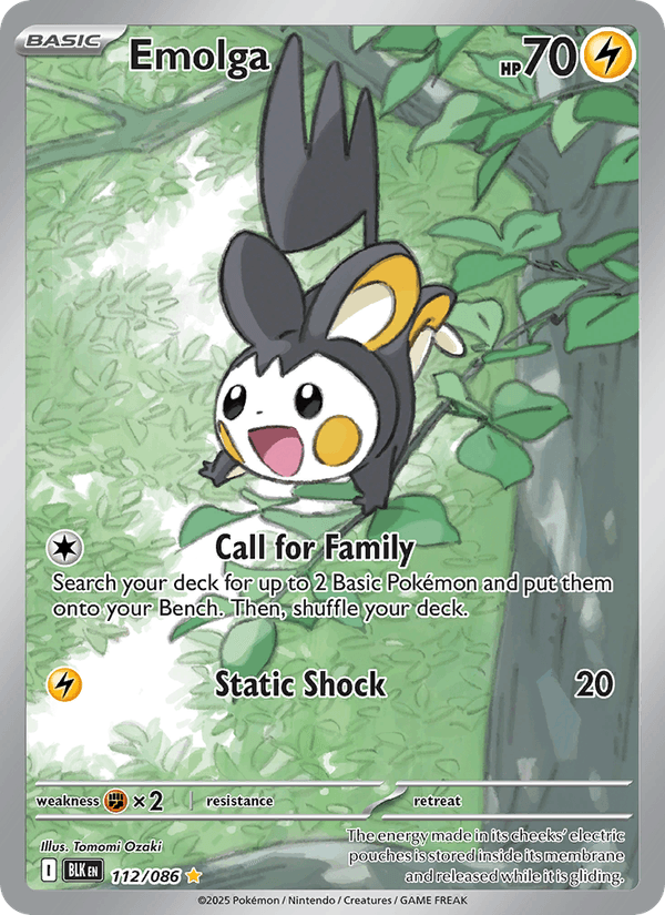 Emolga 112/86 Black Bolt English Pokémon card