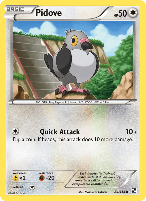 Pidove 84/114 Black & White English Pokémon card