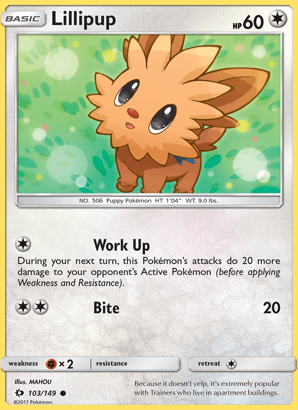 Lillipup 103/149 Sun & Moon Base Set English Pokémon card