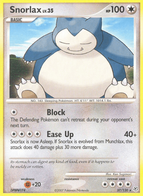 Snorlax 37/130 Diamond & Pearl English Pokémon card