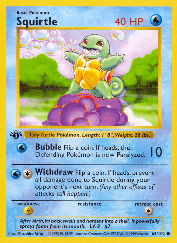 Squirtle 63/102 Base Set English Pokémon card