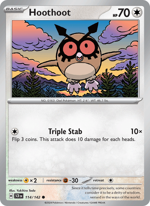 Hoothoot 114/142 Stellar Crown English Pokémon card