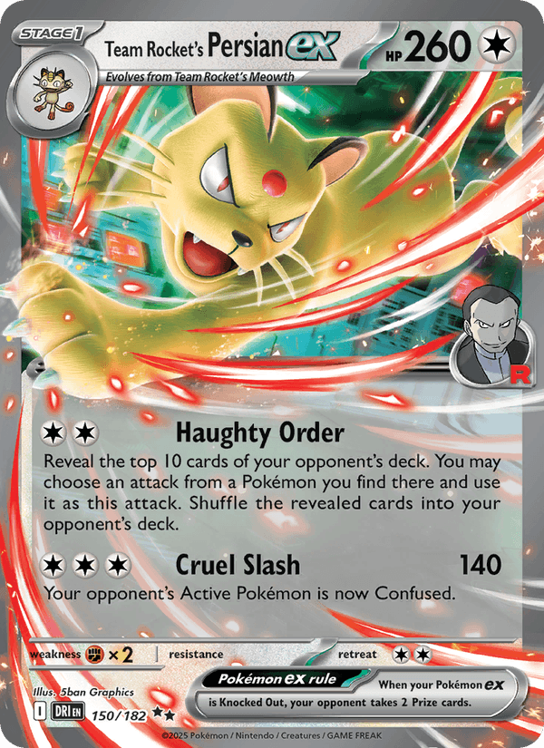 Team Rocket's Persian ex 150/182 Destined Rivals English Pokémon card
