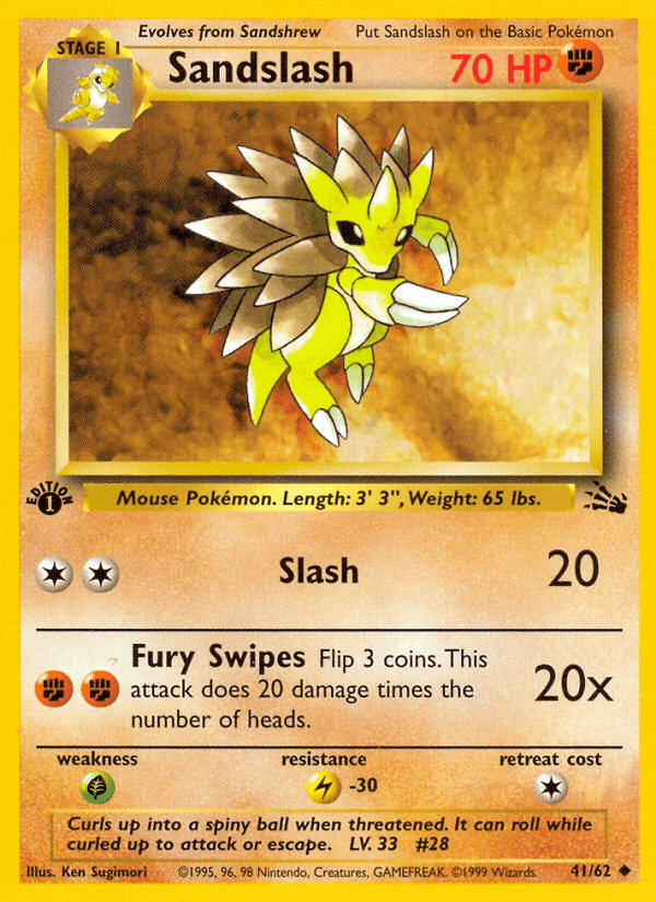 Sandslash 41/62 Fossil English Pokémon card