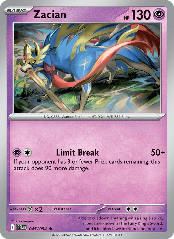 Zacian 45/94 Phantasmal Flames English Pokémon card
