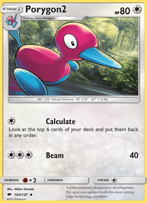 Porygon2 104/147 Burning Shadows English Pokémon card