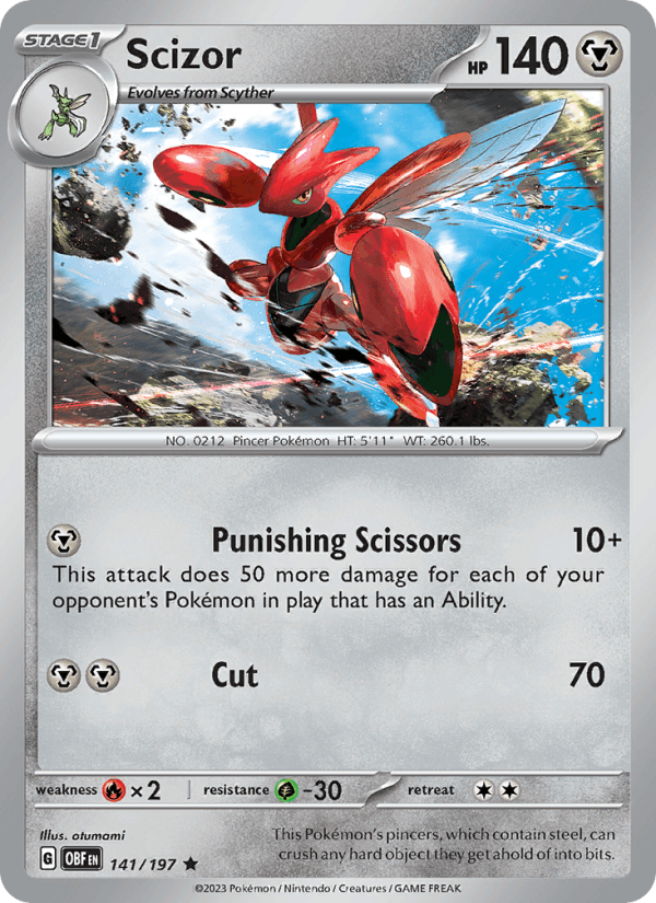Scizor 141/197 Obsidian Flames English Pokémon card