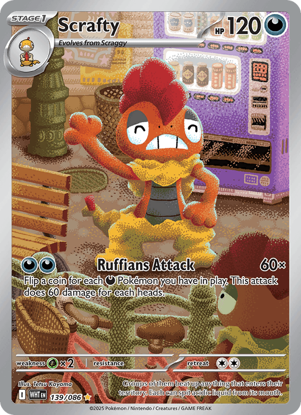 Scrafty 139/86 White Flare English Pokémon card