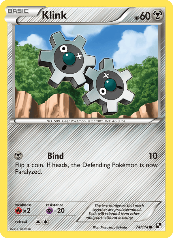 Klink 74/114 Black & White English Pokémon card