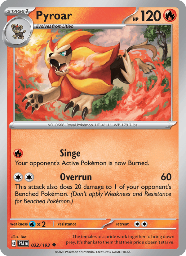 Pyroar 32/193 Paldea Evolved English Pokémon card