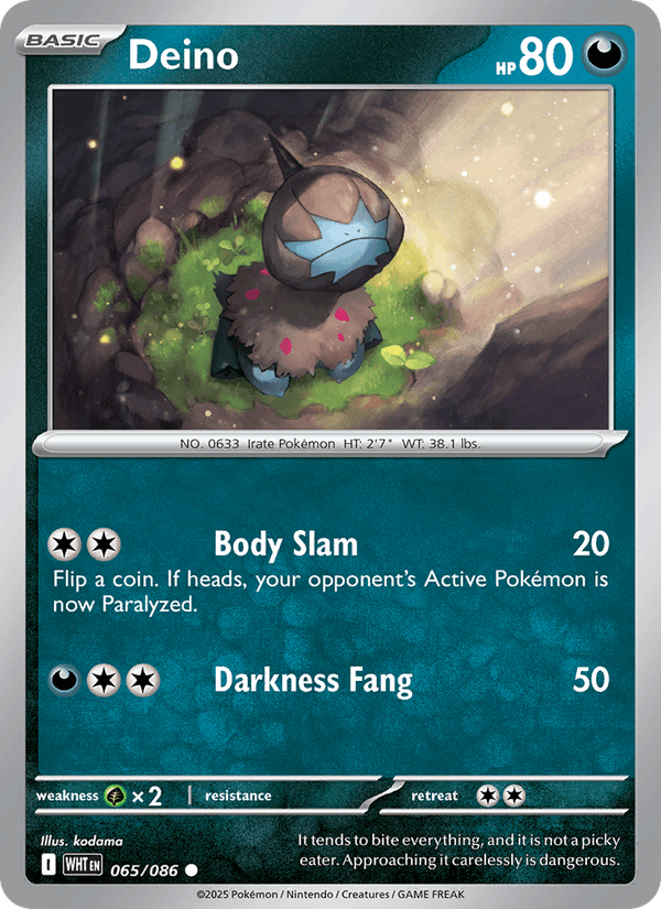 Deino 65/86 White Flare English Pokémon card