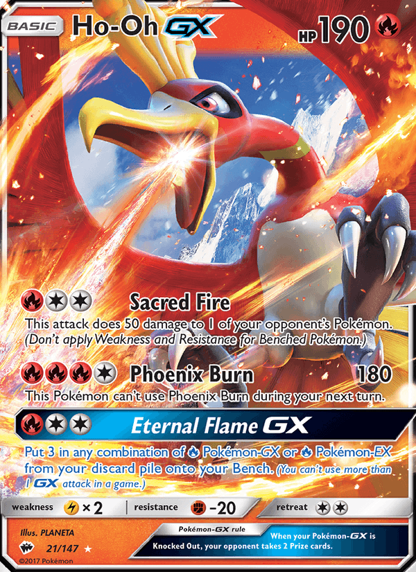 Ho-Oh GX 21/147 Burning Shadows English Pokémon card