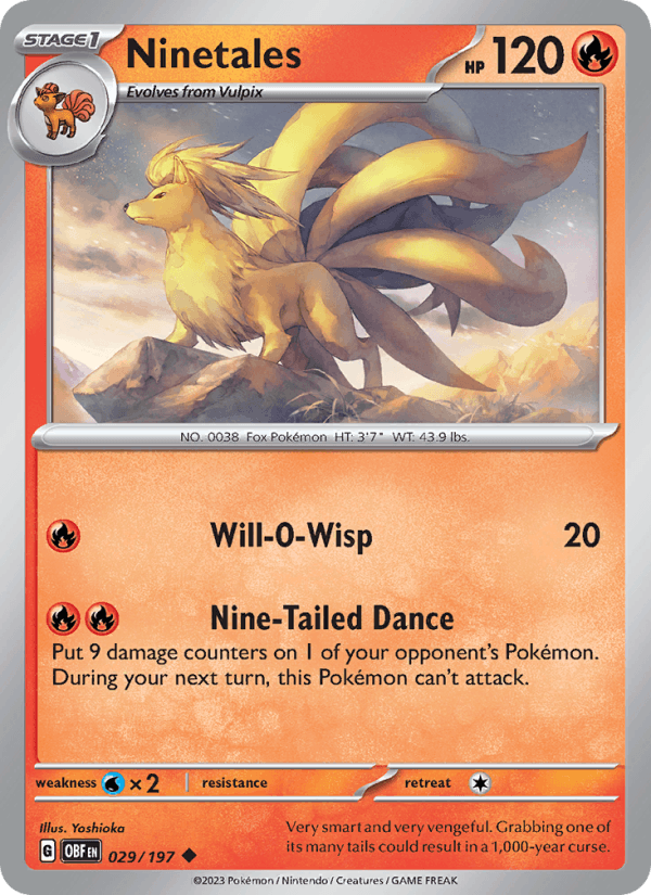Ninetales 29/197 Obsidian Flames English Pokémon card