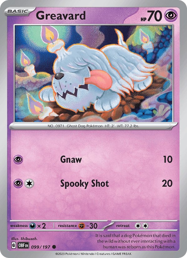 Greavard 99/197 Obsidian Flames English Pokémon card