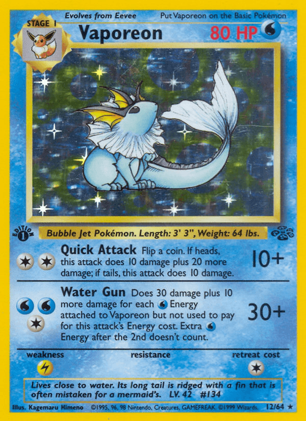 Vaporeon 12/64 Jungle English Pokémon card