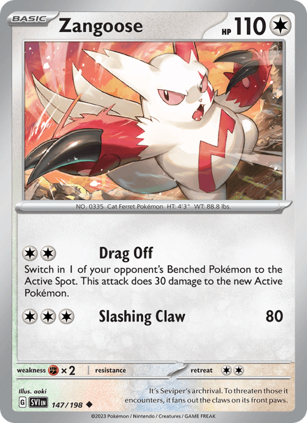 Zangoose 147/198 Scarlet & Violet English Pokémon card