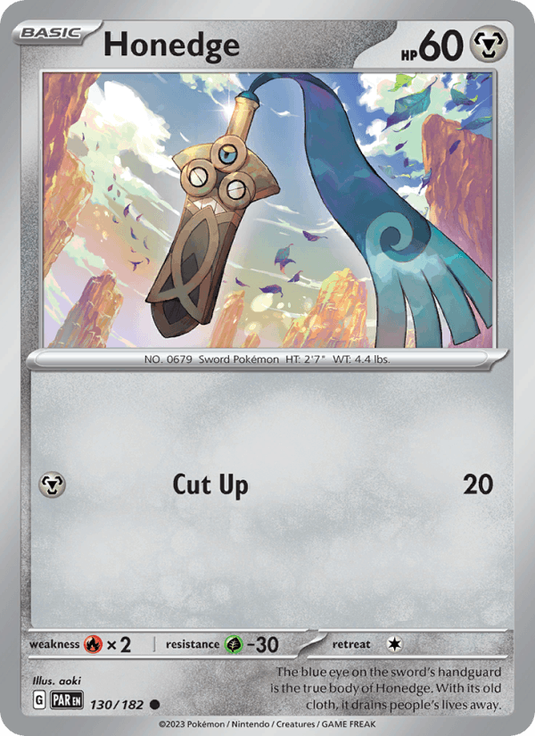 Honedge 130/182 Paradox Rift English Pokémon card