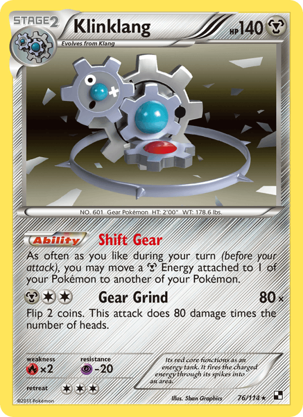 Klinklang 76/114 Black & White English Pokémon card
