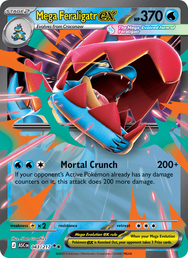 Mega Feraligatr ex 43/217 Ascended Heroes English Pokémon card