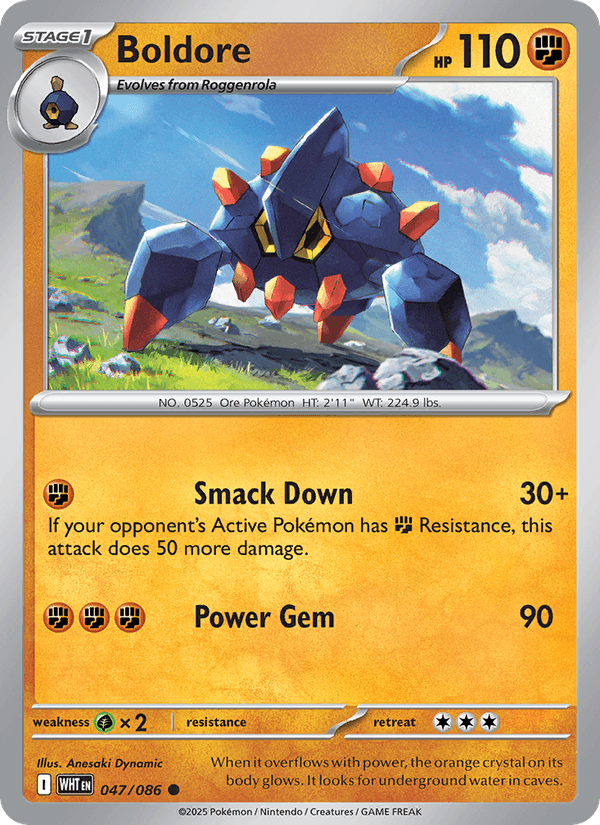 Boldore 47/86 White Flare English Pokémon card