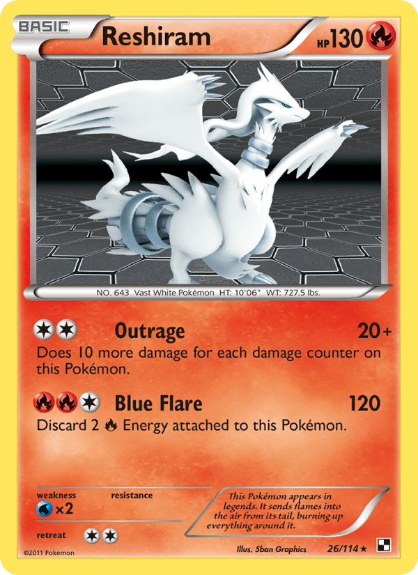 Reshiram 26/114 Black & White English Pokémon card
