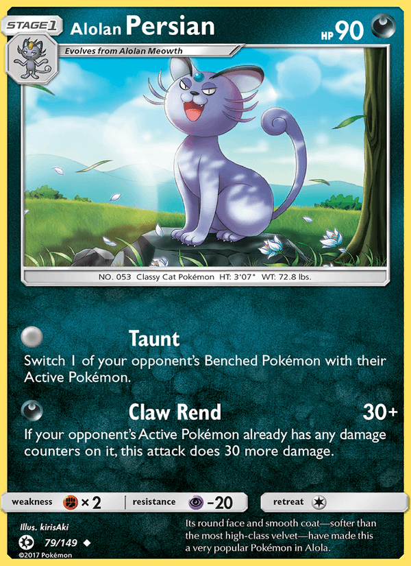 Alolan Persian 79/149 Sun & Moon Base Set English Pokémon card