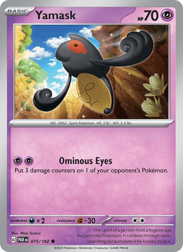 Yamask 75/182 Paradox Rift English Pokémon card
