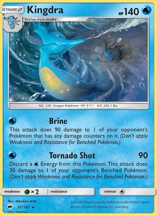 Kingdra 31/147 Burning Shadows English Pokémon card