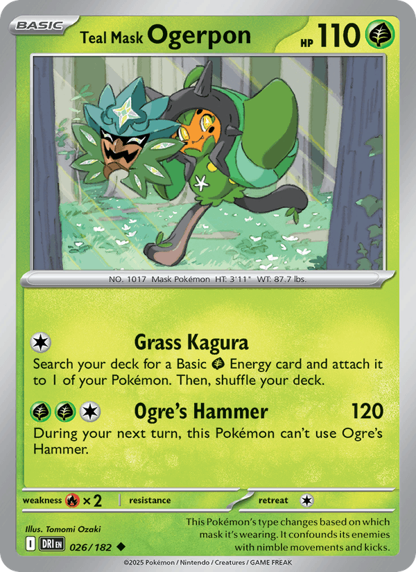 Teal Mask Ogerpon 26/182 Destined Rivals English Pokémon card