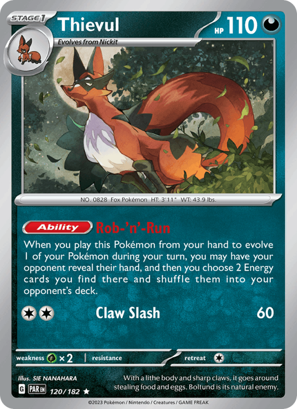 Thievul 120/182 Paradox Rift English Pokémon card