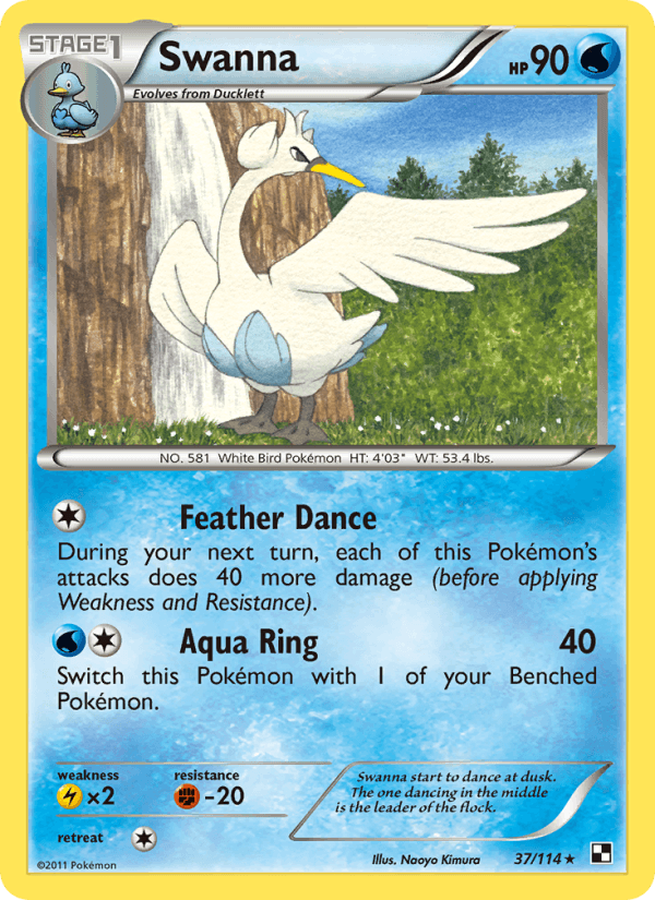 Swanna 37/114 Black & White English Pokémon card