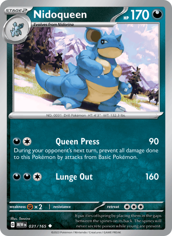 Nidoqueen 31/165 151 English Pokémon card