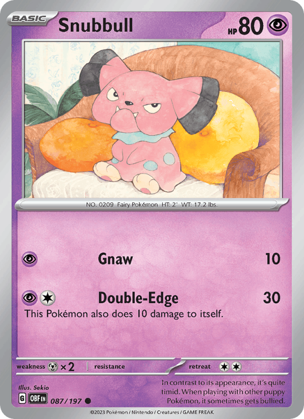 Snubbull 87/197 Obsidian Flames English Pokémon card