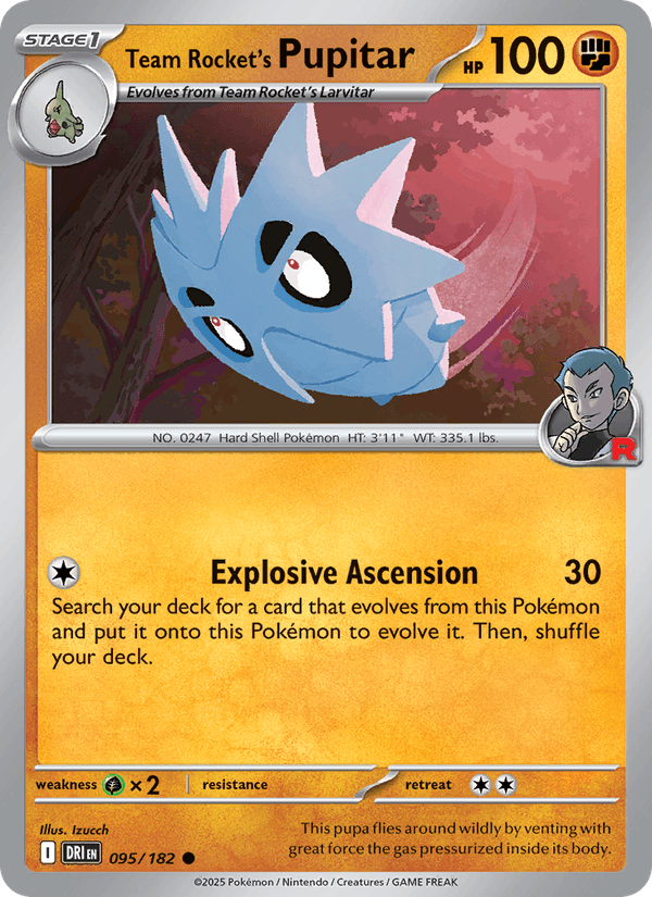 Team Rocket's Pupitar 95/182 Destined Rivals English Pokémon card