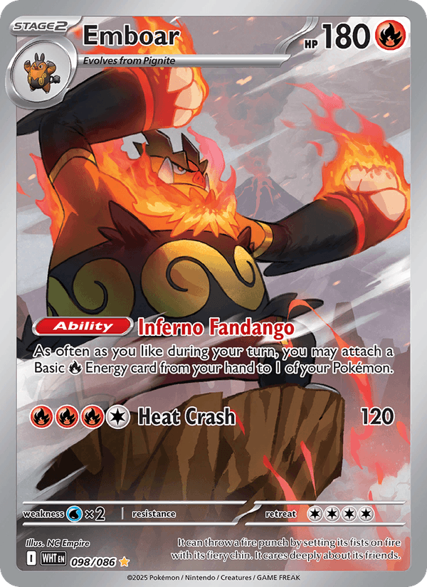 Emboar 98/86 White Flare English Pokémon card