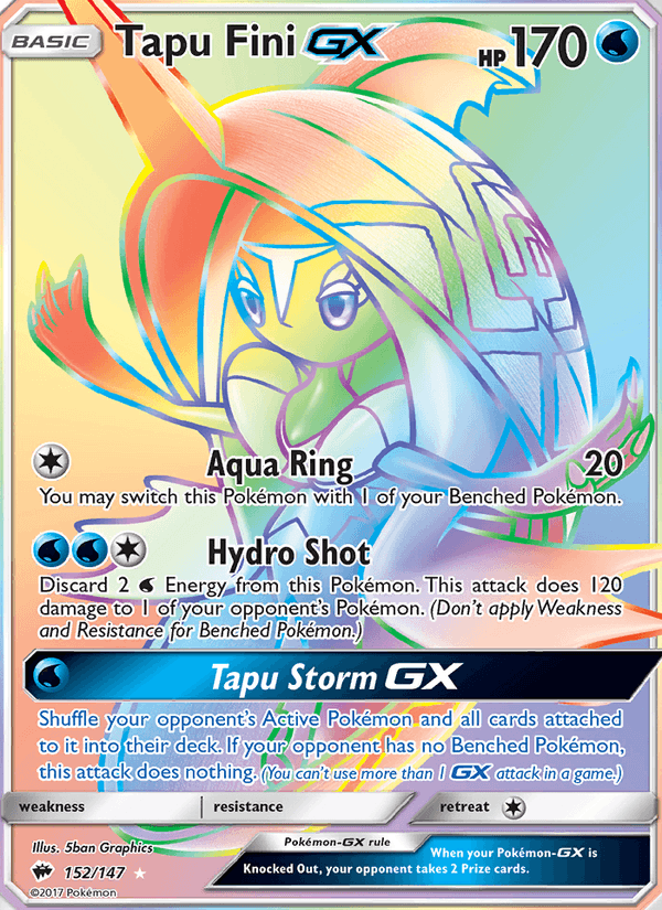 Tapu Fini GX 152/147 Burning Shadows English Pokémon card