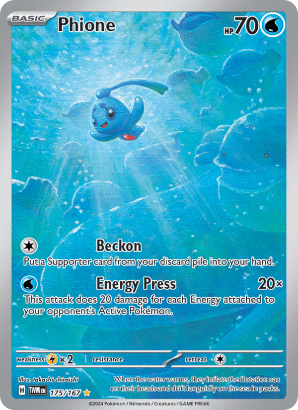 Phione 175/167 Twilight Masquerade English Pokémon card