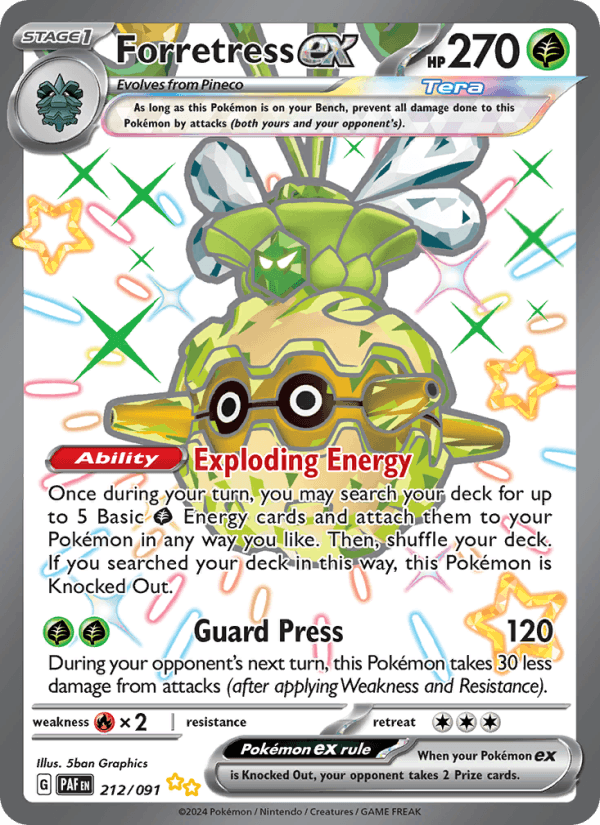 Forretress ex 212/91 Paldean Fates English Pokémon card