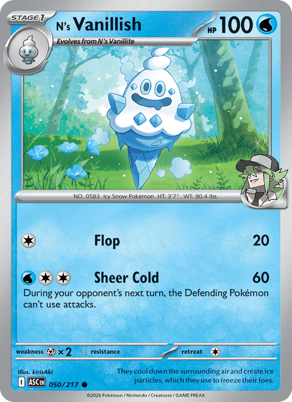 N's Vanillish 50/217 Ascended Heroes English Pokémon card